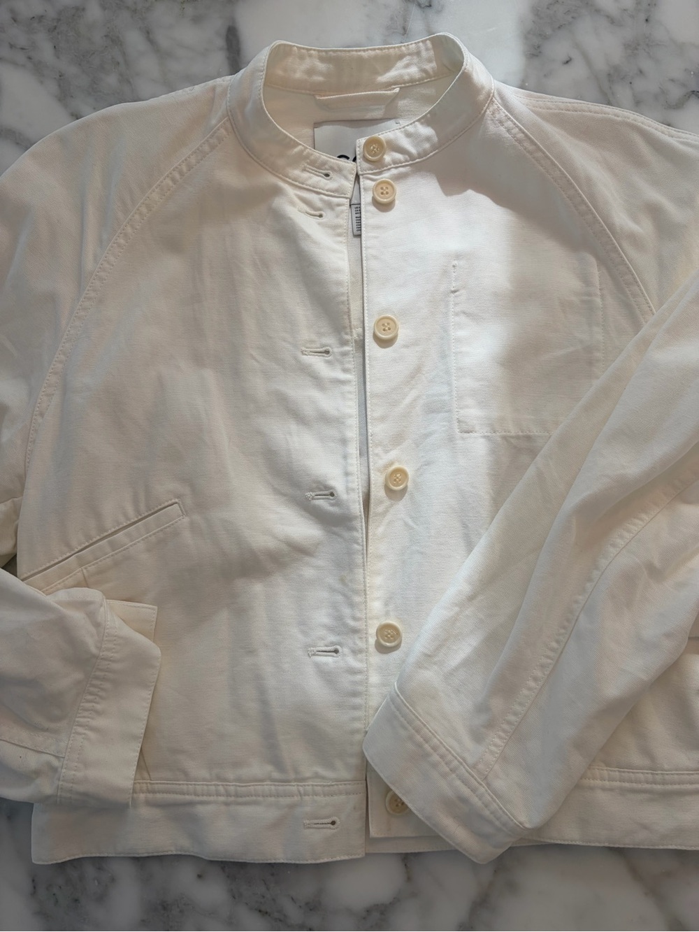 COS Off-White Button-Up Minimalist Jean Jacket